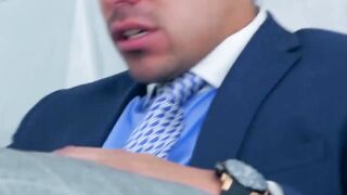PlayingMen.com - Jock executive has his cock sucked before fucking his man with deep