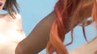 Redhead dyke Kimberly Chi pussy licked with naughty stepmom