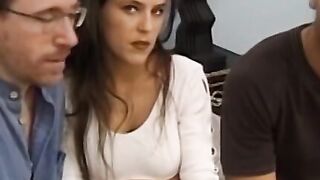 Young couples hot orgy with mature cock ends with cum facial