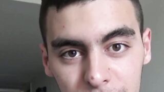 Curious adorable twink Cano rides my uncut dick and showers me with his cum