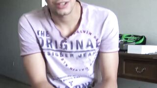 Curious adorable twink Cano rides my uncut dick and showers me with his cum