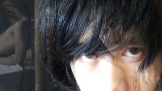 Skinny Japanese uses vibrator on his long cock and asshole