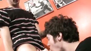 Young amateur is deepthroating his partner before facial