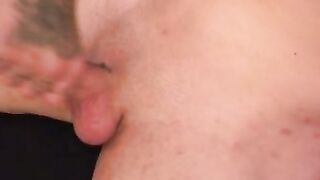 Tattooed amateur makes his pierced dick hard and jerks off