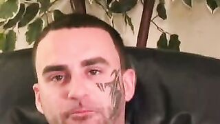 Tattooed amateur makes his pierced dick hard and jerks off