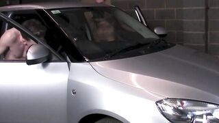 Mechanics jerk off while making out in broken down car