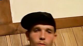 Slim thug jerks his big cock off and cums loads on his belly