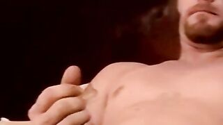 Bearded amateur guy smokes while having his dick blown
