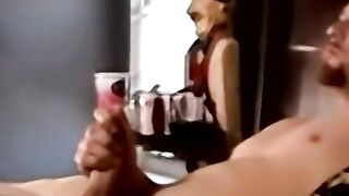 Bearded amateur guy smokes while having his dick blown