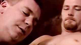 Bearded amateur guy smokes while having his dick blown