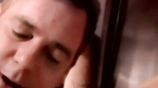 Bearded amateur guy smokes while having his dick blown