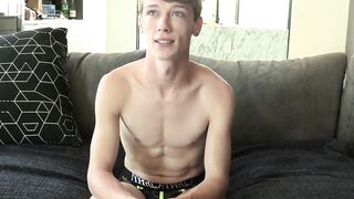 Solo dildo action for young man after giving an interview