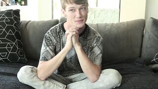 Solo dildo action for young man after giving an interview