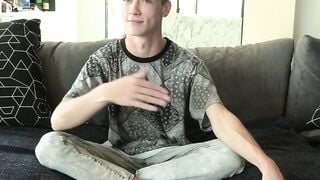Solo dildo action for young man after giving an interview