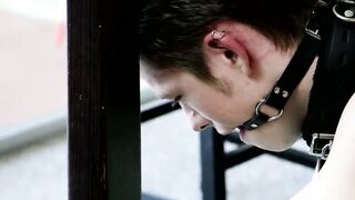 Submissive twink bareback fucked by dom until big cumshot