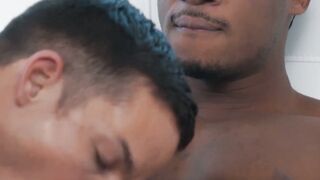 MaleNoir.com - Three hot gay lovers fuck while the other strokes his big cock watchin