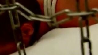 MuscleJockBound.com - Hunk's bondage with balls secured and cock restrained for inten