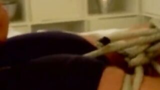 MuscleJockBound.com - Hunk's bondage with balls secured and cock restrained for inten