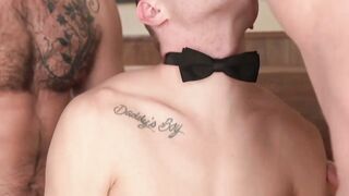 Hot studs Dani Robles and Myles Landon rammed hard the sweaty ass of twink Tom Bentle