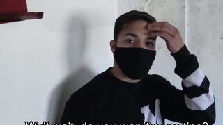 Adorable latin Jesus wanks Gus huge dick to be showered by his hot load