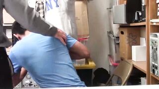 Naughty horny cop makes two Teen suspects rim and fuck