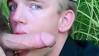 Gay sailor gives head and receives hardcore ass fuck outside
