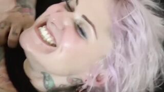 Kinky Lacey Starr deephroats big hard cock in spitroast orgy