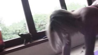 Blonde MILF stops working out for hardcore doggystyle fuck