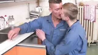 Young twink loves being drilled by his master at work