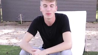 Interview before self touching and showering for young man