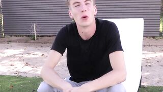 Interview before self touching and showering for young man
