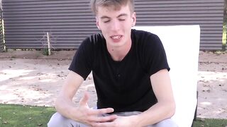Interview before self touching and showering for young man