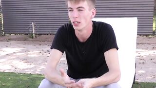 Interview before self touching and showering for young man