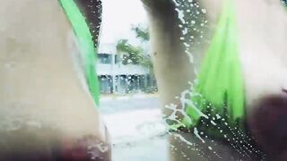 TeenGroupSex.com - Naughty chicks wash car and share lucky dude's cock