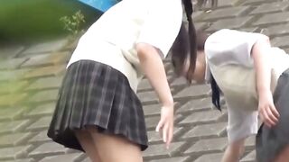 NipponPissTV.com - Two girls get caught pissing and filming each other outside public