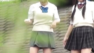 NipponPissTV.com - Two girls get caught pissing and filming each other outside public