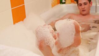 TwinkysFeet.com - Delicious twink shows off his sexy feet before jacking off his big