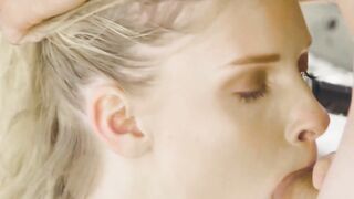 Busty natural blonde teen Harlow West facialized hardcore
