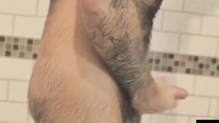 HardcoreBears.com - Bear washes his furry body and spanks his thick beefy ass