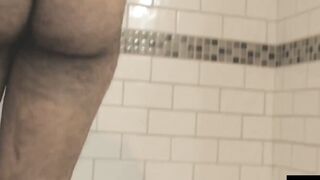 HardcoreBears.com - Bear washes his furry body and spanks his thick beefy ass