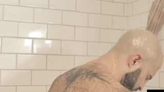 HardcoreBears.com - Bear washes his furry body and spanks his thick beefy ass