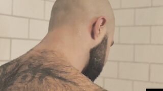 HardcoreBears.com - Bear washes his furry body and spanks his thick beefy ass