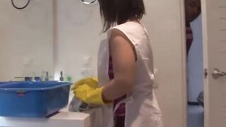 skinny maid Kathy Violeta offer her all to riding landlords penis