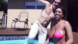 Natural tits babe Katt Garcia anal drilled hardcore by pool
