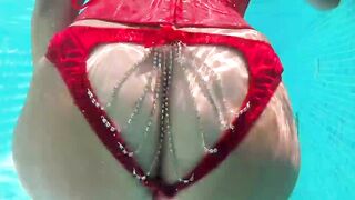 Beautiful babe Anastasia Lux rides thick cock by the pool