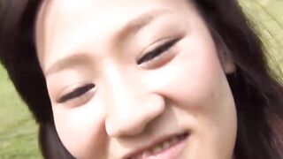 Japanese hottie plays with her pussy and gets jizzed on