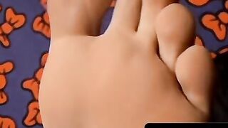 ToesXXX.com - Twink's foot cum shot while riding a rock solid dick