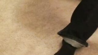 Hairy mature stud teased before stroking big dick to orgasm