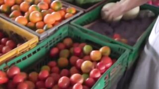 Babe Hispanic market women introduces vulgar stud to her forbidden fruit