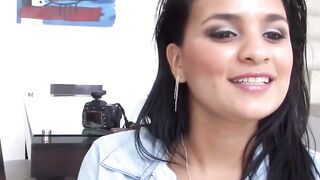 thick and curvy hispanic agrees to banged! stranger